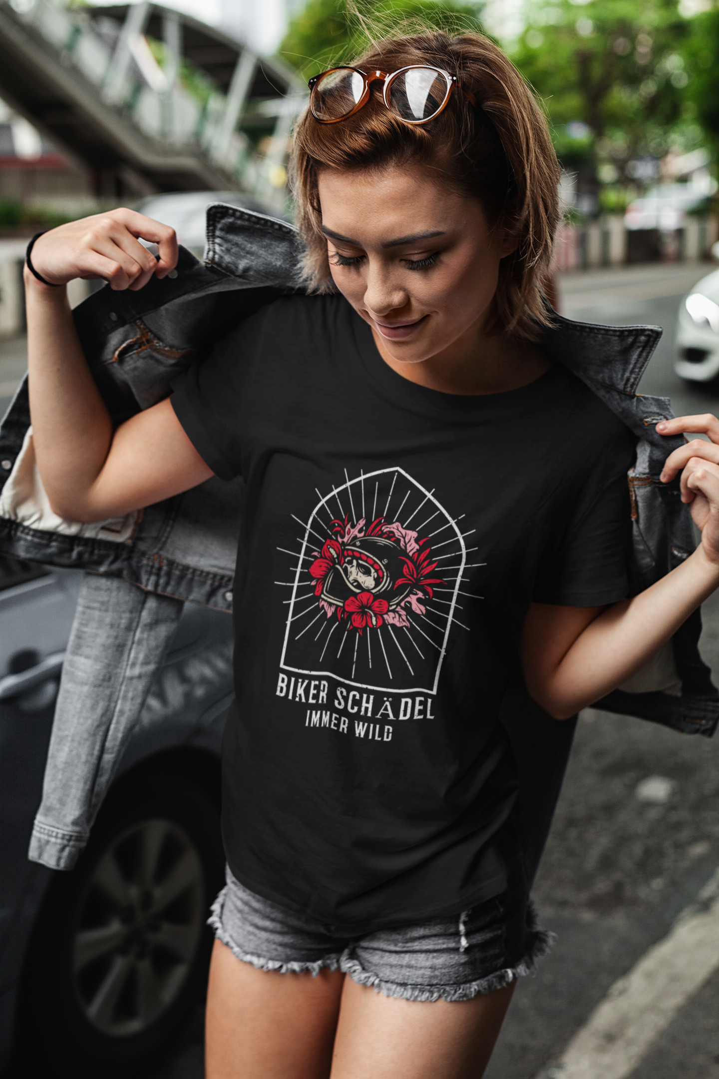 Biker Schädel - Premium Organic Shirt Women